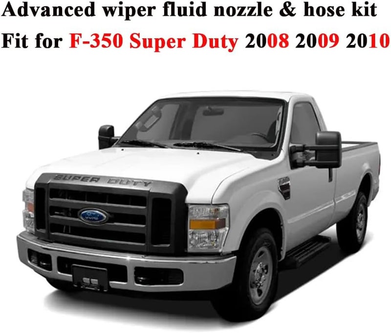ZHPTAM 7C3Z-17K605-A Wiper Fluid Nozzle Hose Kit Fit for 2008 2009 2010 Ford Super Duty F-250 F-350 F-450 F-550 Windshield Washer Jet Nozzles(Two Fan Spray Hole) & Rubber Tube Kit–Replaces # 7C3Z-17603-A - Image 4